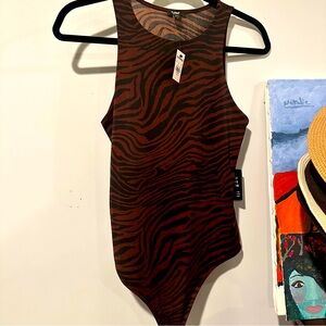 Express High Neck Body Contour Animal Print Bodysuit NEW WITH TAGS